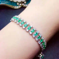 Natural real emerald bangle gemstone Free shipping For men or women 925 sterling silver Bangle