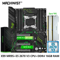 MACHINIST X99 Motherboard Kit LGA 2011-3 Set Xeon CPU E5 2670 V3 Processor DDR4 8GB*2 2666MHz RAM Memory NVME M.2 SSD ATX MR9S