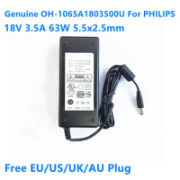 Genuine OH-1065A1803500U 18V 3.5A 63W OH-1065A1803500U2 Power Supply AC Switching Adapter For PHILIPS AS851/10 DS8550/10 Charger