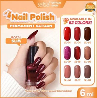 SALSA Nail Polish Kutek Permanent Satuan (Slim Botol) 6ml - Kutek Tahan Lama | Cat Kuku Warna Intens