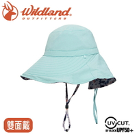 【Wildland 荒野 女 抗UV印花雙面優雅遮陽帽《湖水綠》】W1065/防曬帽/圓盤帽/漁夫帽/淑女帽/園藝