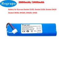 New Battery 3400mAh/2800mAh for Ecovacs Deebot DJ35, Deebot DJ36, Deebot DK35, Deebot DK36, DK520, DN520, DN55 Vacuum Cleaner