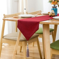 簡約現代純色桌旗禪意中式中國風棉麻餐桌桌旗布紅色茶幾北歐圣誕
