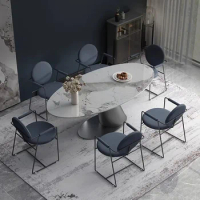 Oval Elegant Dining Table Marble Waterproof Design Minimalist Dining Table Kitchen Furniture