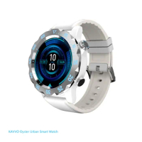 KAVVO Oyster Urban Luminous Smart Watch Mechanical Rotating Bezel 1.32inch 20+ Sports Modes Bluetooth Phone Call watch White