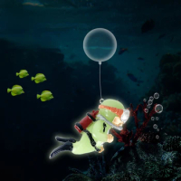 Fish Tank Decoration Luminous Green Mini Diver Simulated Floating Frogman Kawaii Miniature Figures Aquarium Ornaments