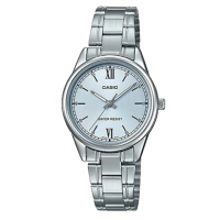 【CASIO 卡西歐】CASIO 指針女錶 不鏽鋼錶帶 水藍 生活日常防水(LTP-V005D-2B3)