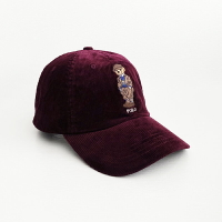 美國百分百【全新真品】Ralph Lauren 帽子 配件 RL POLO 小熊 燈芯絨 棒球帽 磚紅 CQ48