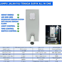 Lampu Jalan PJU Tenaga Surya All In One 50W Tahan Air IP65 / Lampu Solar Panel / Lampu PJU Solar Pan