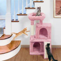 36-Inch Cat Tree Durable with Doors Condos Scratching Post Tower