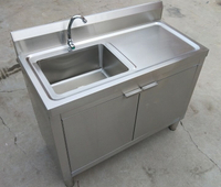 廚房304不銹鋼水池水槽柜式落地一體式洗菜盆洗碗池帶操作臺櫥柜
