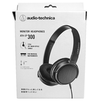 耀您館★日本Audio-Technica鐵三角樂器專用開放型動圈式L型3.5mm監聽耳機ATH-EP300(耳罩可折水平;40mm驅動;附6.3mm轉接器;線長2米)亦適錄音設備