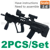 1:6 1/6 Scale Action Figures Assembly 4D Gun Model Assault Rifle Tavor Weapon Plastic Machine Gun Rifle Submachine Gun X2