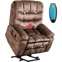 Large Power Lift Chair with Massage and Heat for Elderly Recliner, Brown2