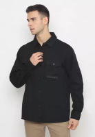 Police Denim POLICE Kemeja Polos Semi Jaket Hitam Regular Fit Lengan Panjang Pria