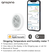 Qingping Thread Temp &amp; RH monitor T Apple HomeKit Smart Home Tracking Thermo-Hygrometer Sensors,Wireless,Bluetooth and Thread