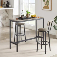 Dining Room Sets, Table Set, Dining Table &amp; PU Upholstered Stools with Backrest for Kitchen Small Space, Gray,dining Room Set