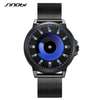 Sinobi Creative Design Mens Watches Fashion Mesh Strap Man's Quartz Wristwatches Colorful Vortex Sky Clock For Male Top Relogio