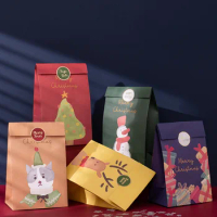 Kraft Paper Bags 6pcs/lot Christmas Stand Up bags Child Party Birthday Food Paper Kraft Seal Gift Packing Treat Bag Supplies