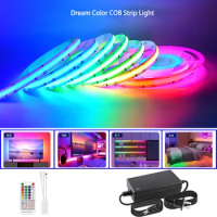 COB Smart IC COB LED Strip Light Addressable DC24V Color Chasing Strip Light Multicolor Flexible Tape for TV,Bedroom,Party DIY