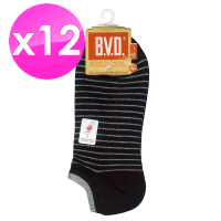 【BVD】條紋毛巾底女踝襪22-25cm*12雙入(毛巾底踝襪 短襪)