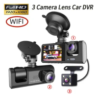 WIFI 3 Channel HD1080P 3 Lens Car Dashboard Camera 3 Channel Camera DVR Video Recorder Video Register Dashcam Camera with Wifi