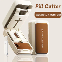 Portable Pill Cutter|Pill Cutter Splitter |1/2 And 1/4 Multi-Cut Design Includes Cleaning Brush |Adj