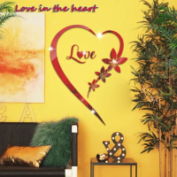 Love in the Heart Acrylic Mirror Wall Sticker Home Decoration Holiday Gifts for Lovers, Fathers, Mothers, Children, Family Gifts