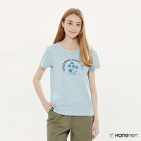 Hang Ten-女裝-REGULAR FIT竹節棉國家公園加州罌粟印花短袖T恤-淺藍