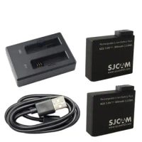 Original SJCAM M20 Battery (2pcs Batteries + Dual Charger)900mAh Rechargeable Li-ion Battery for SJCAM M20/M20 Air Action Camera