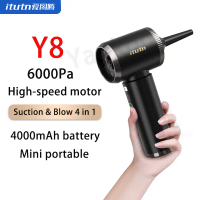 Itutn Cordless Car Vacuum Cleaner Y8 6000Pa Strong Suction & Blow 4 in 1 High-Speed Motor 4000mAh Wi