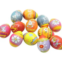 18 Easter Eggs Stress Relief Toys Easter Egg Shaped Stress Relief Toy Set for Kids 18 Pcs Cartoon Print Squeeze Elastic Fidget