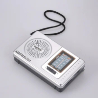 BC-R2048 Mini AM FM Radio 2 Band Radio Receiver Portable Pocket Radio Built-in Speaker w/ Headphone Jack Telescopic Antenna