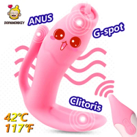 Wearable Dildo Vibrator Wireless Remote Heating Vibrating Panties G Spot Licking Tongue Clitoris Stimulator Anal Plug sex toys