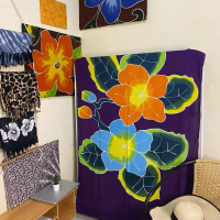 Kain Bali-Sarung Bali-Kain Pantai motif Lukis Bunga Standar- Lalakushop 185x120 Tebal-Adem