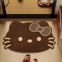 Cartoon leopard print kitty bathroom mat, absorbent foot mat for bathroom and toilet entrance, diato