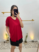 Kaos polos spandex V-Neck Big Size Kaos Jumbo Wanita
