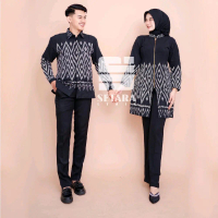 SETARA BAJU TENUN COUPLE ETNIK (NALA BLACK) - TUNIK TENUN ETNIK - BAJU PASANGAN - OUTFIT KANTOR