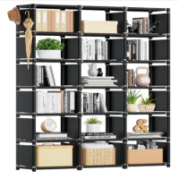 Extra Large Book Shelf Organizer,Tall Bookcase Shelf,Book Cases/Shelves,Black Cube Shelf,Cubes Closet Shelves for Bedroom