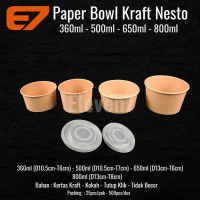 Paper Bowl Kraft + Lid - Rice Bowl (Isi 500Pcs) (Grosir) Promo !
