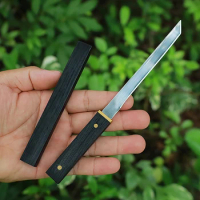 1PC Damascus Steel Tanto Fixed Blade Mini Katana Knife For Training Outdoor Camping Kitchen Use and Display Collection Gift