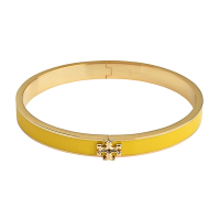 TORY BURCH KIRA雙T LOGO黃銅搭配琺瑯設計扣式手環(金x黃)