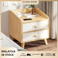 Funky Home-Wooden Elegant Bedside Table Nightstand Side Table with Drawer and Desk Shelves Cabinet