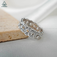 [Hà Tuấn Jewelry] Nhẫn Kim Tiền Bạc 925 Xi Kim FULL MOISSANITE RX296