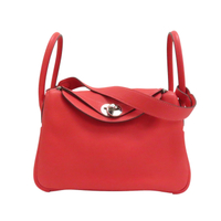【二手名牌BRAND OFF】HERMES 愛馬仕 牡丹紅 Taurillon皮革 Lindy 26 肩背包 T刻