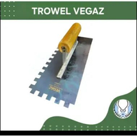 VEGAZ TROWEL BATA RINGAN GAGANG KAYU / RASKAM PLAT BAJA BIRU KARBON PLAMIR TEMBOK GAGANG KAYU