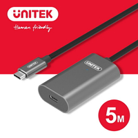 【樂天限定_滿499免運】UNITEK USB-C USB3.1Gen1鋁合金訊號放大延長線 5M (Y-U305AGY)