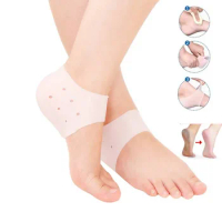 2PCS Silicone Heel Cups Foot Care Moisturizing Heel Thin Socks with Hole Cracked Foot Skin Care Protectors Foot Pedicure Tools