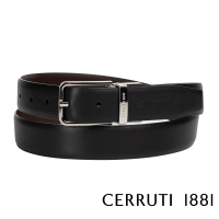 【Cerruti 1881】義大利頂級小牛皮皮帶 CECT06155M(黑色 贈原廠送禮提袋)