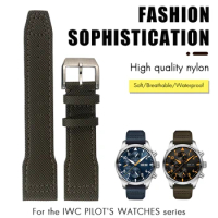 20mm 21mm 22mm Genuine Leather Watchband for IWC PORTOFINO PILOT'S WATCHES IW3777 Nylon Green Blue Black Nylon Cowhide Strap